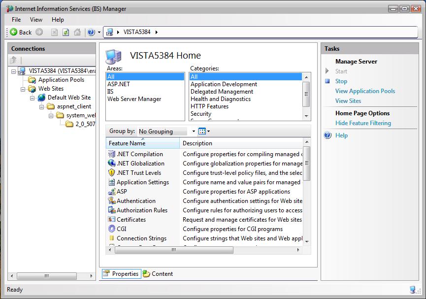 Internet Information Services IIS7 Manager